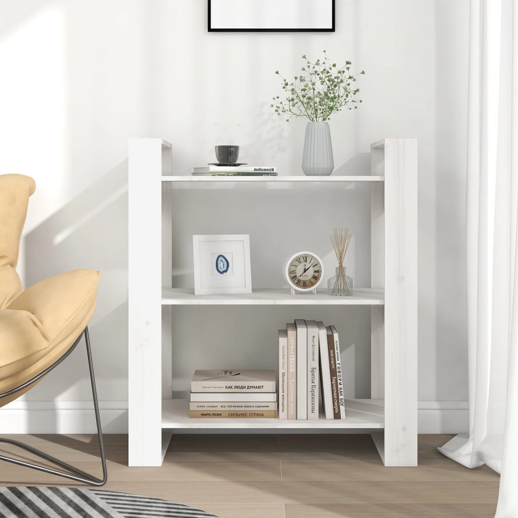 vidaXL Book Cabinet/Room Divider White 80x35x91 cm Solid Wood Pine
