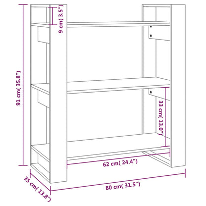 vidaXL Book Cabinet/Room Divider White 80x35x91 cm Solid Wood Pine