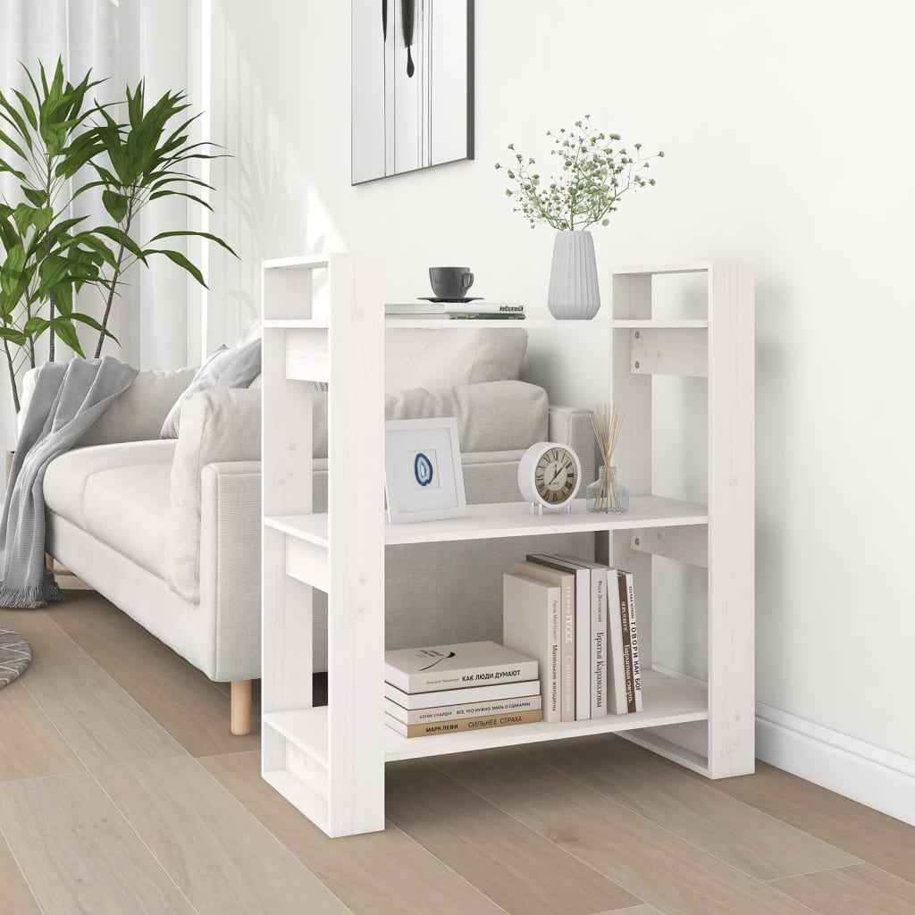 vidaXL Book Cabinet/Room Divider White 80x35x91 cm Solid Wood Pine
