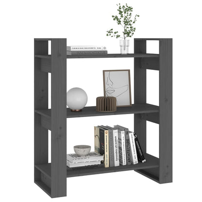 vidaXL Book Cabinet/Room Divider Grey 80x35x91 cm Solid Wood Pine