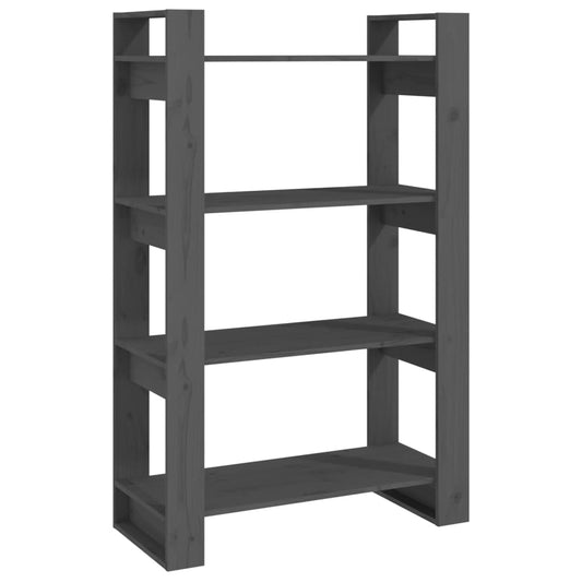 vidaXL Book Cabinet/Room Divider Grey 80x35x125 cm Solid Wood Pine