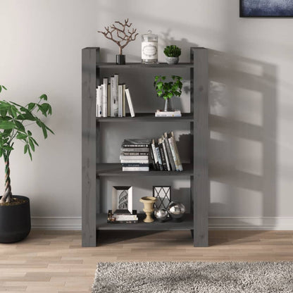vidaXL Book Cabinet/Room Divider Grey 80x35x125 cm Solid Wood Pine