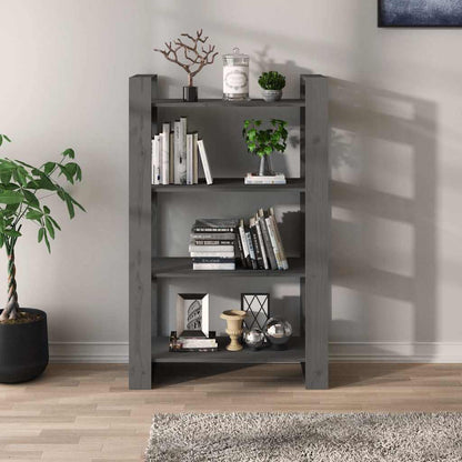 vidaXL Book Cabinet/Room Divider Grey 80x35x125 cm Solid Wood Pine