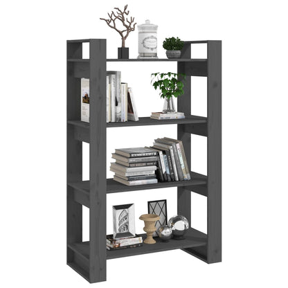 vidaXL Book Cabinet/Room Divider Grey 80x35x125 cm Solid Wood Pine