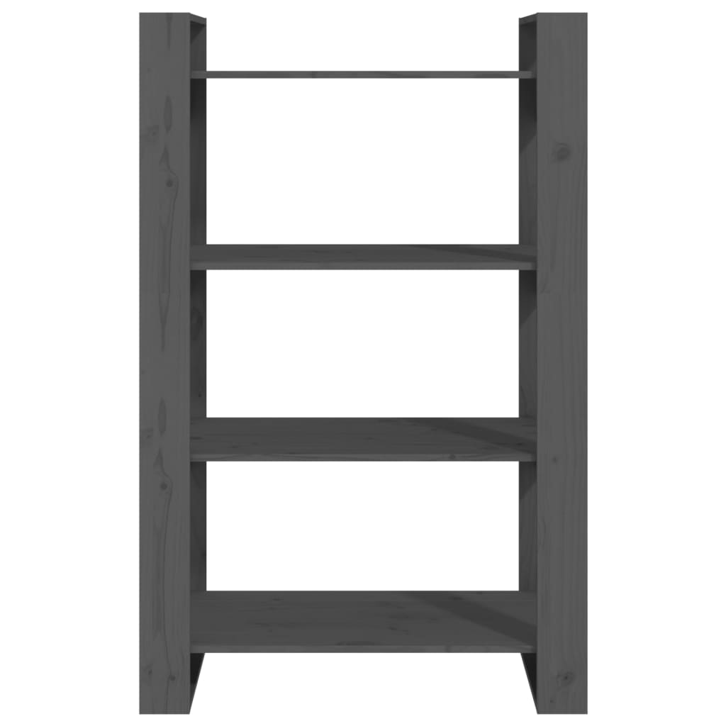 vidaXL Book Cabinet/Room Divider Grey 80x35x125 cm Solid Wood Pine
