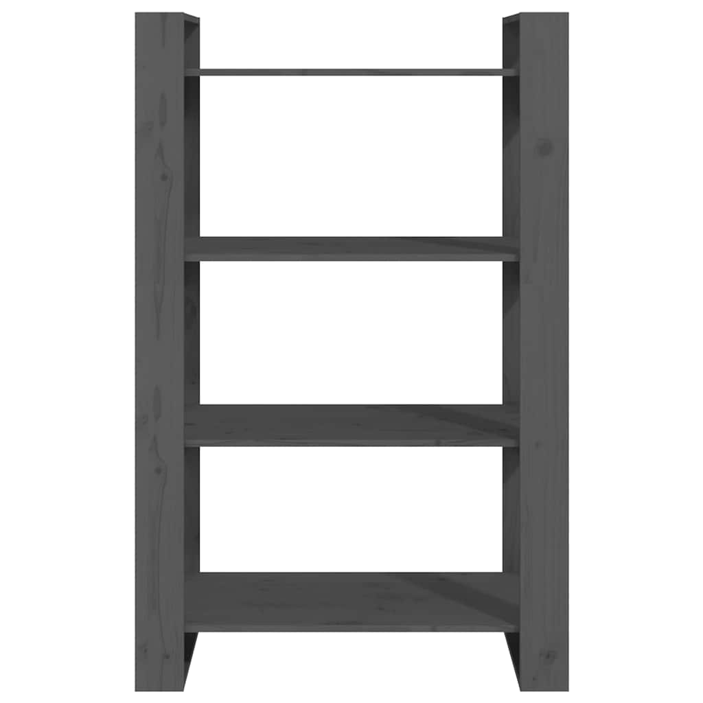 vidaXL Book Cabinet/Room Divider Grey 80x35x125 cm Solid Wood Pine