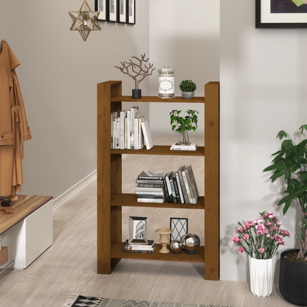 vidaXL Book Cabinet/Room Divider Honey Brown 80x35x125 cm Solid Wood