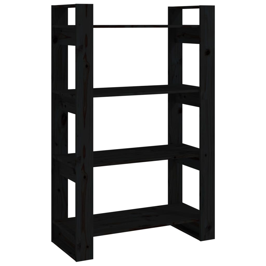 vidaXL Book Cabinet | Black | Solid pine wood | 80 x 35 x 125 cm | Book Cabinet