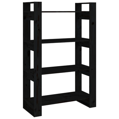 vidaXL Book Cabinet | Black | Solid pine wood | 80 x 35 x 125 cm | Book Cabinet