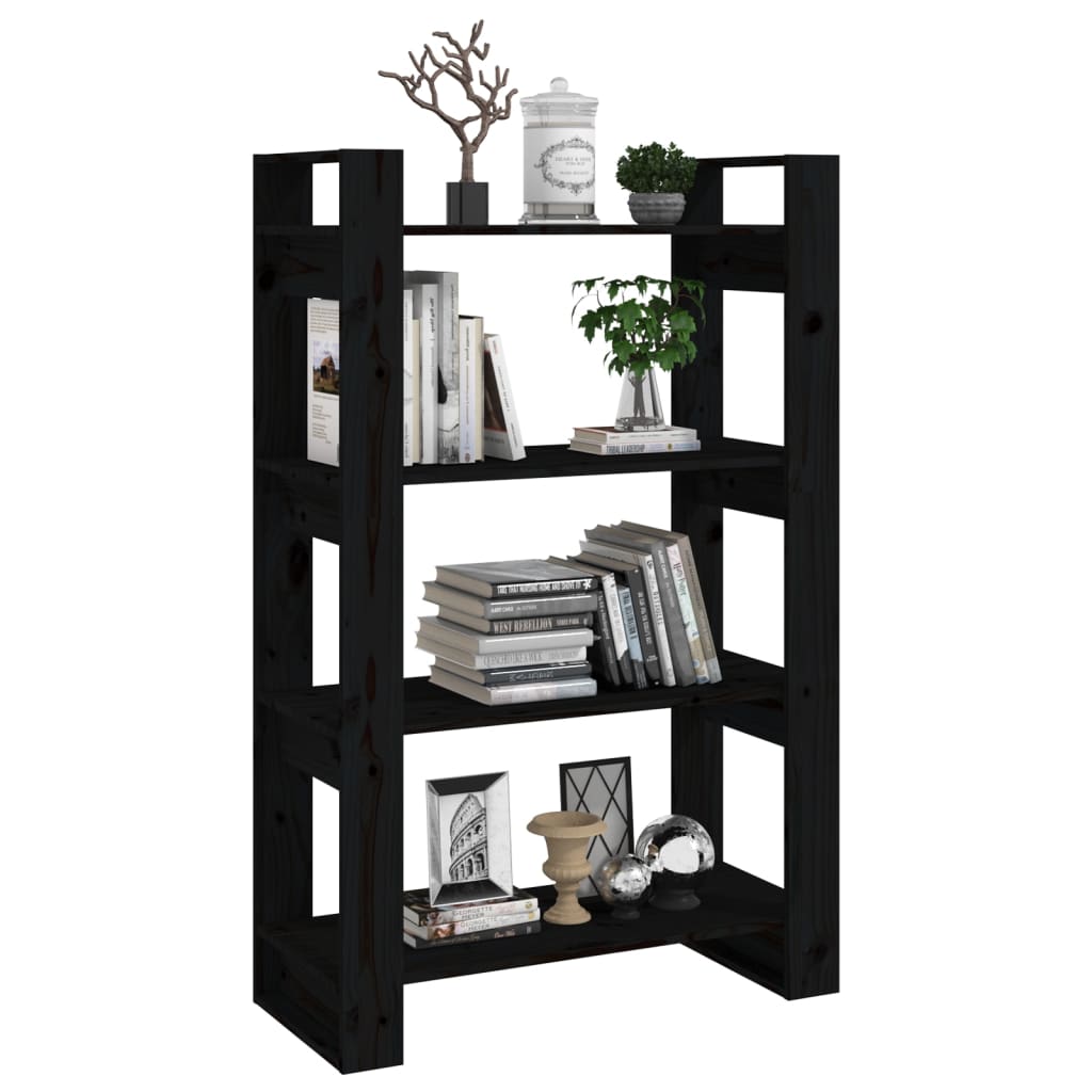 vidaXL Book Cabinet | Black | Solid pine wood | 80 x 35 x 125 cm | Book Cabinet