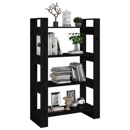vidaXL Book Cabinet | Black | Solid pine wood | 80 x 35 x 125 cm | Book Cabinet