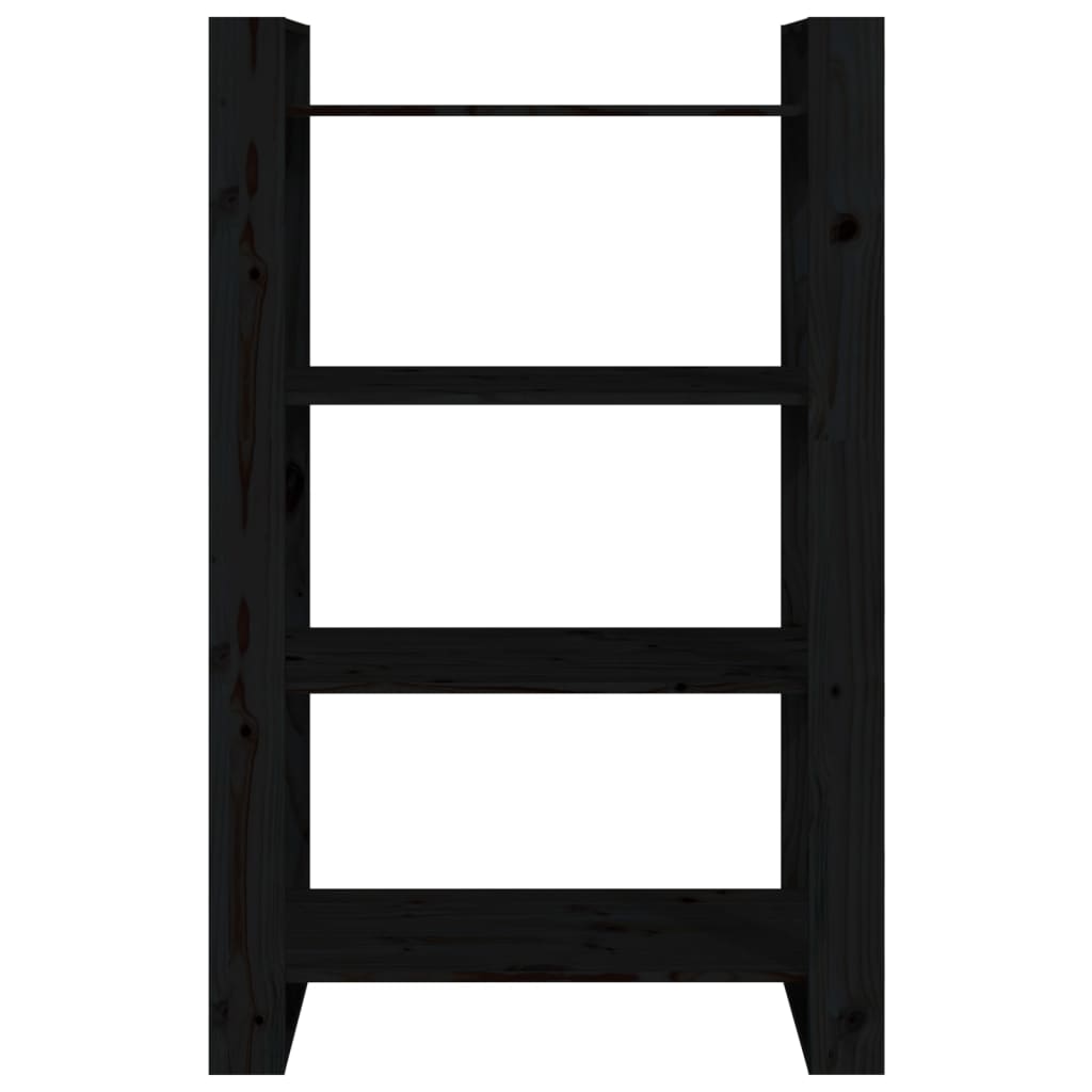 vidaXL Book Cabinet | Black | Solid pine wood | 80 x 35 x 125 cm | Book Cabinet