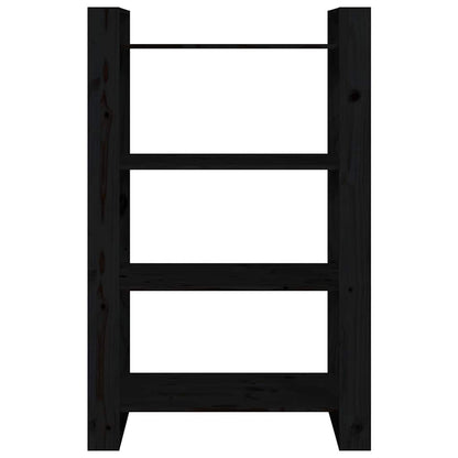 vidaXL Book Cabinet/Room Divider Black 80x35x125 cm Solid Wood Pine