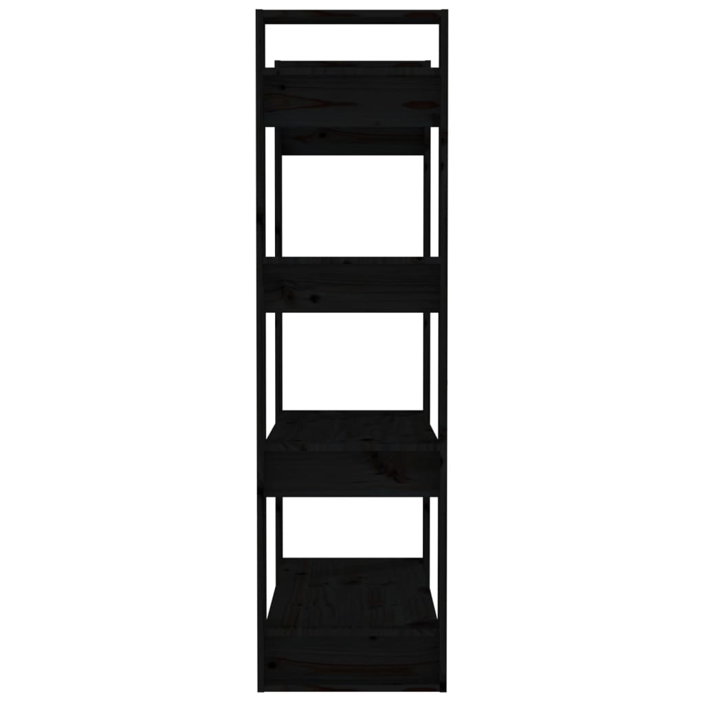 vidaXL Book Cabinet | Black | Solid pine wood | 80 x 35 x 125 cm | Book Cabinet