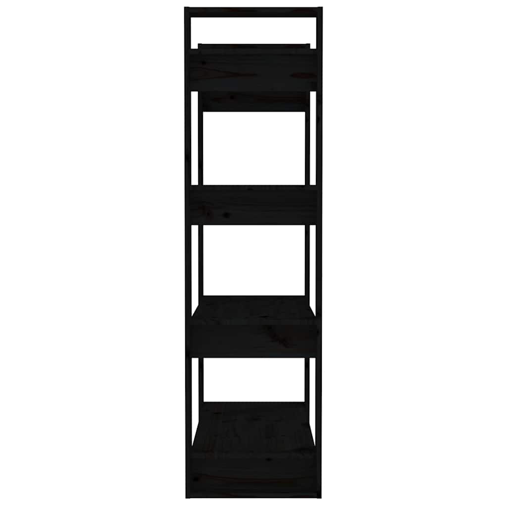 vidaXL Book Cabinet/Room Divider Black 80x35x125 cm Solid Wood Pine