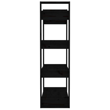 vidaXL Book Cabinet/Room Divider Black 80x35x125 cm Solid Wood Pine