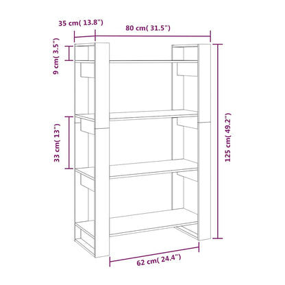 vidaXL Book Cabinet/Room Divider Black 80x35x125 cm Solid Wood Pine