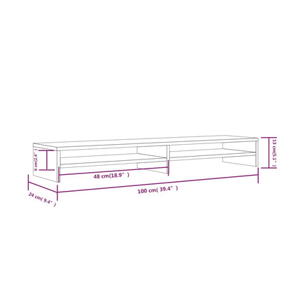 813919 vidaXL Monitor Stand 100x24x13 cm Solid Wood Pine
