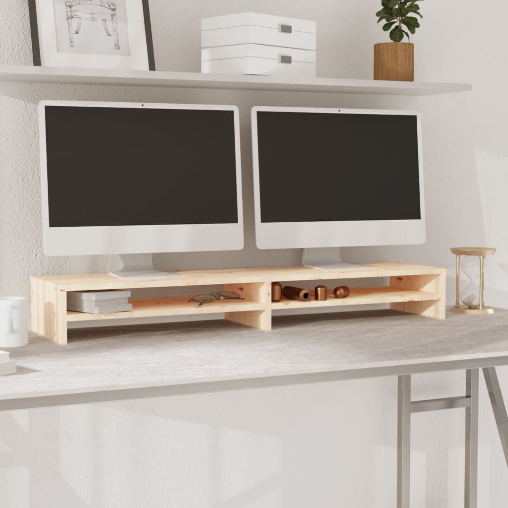 813919 vidaXL Monitor Stand 100x24x13 cm Solid Wood Pine