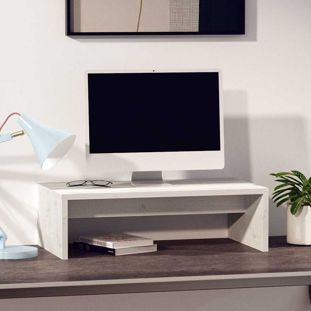 vidaXL Monitor Stand White 50x27x15 cm Solid Wood Pine