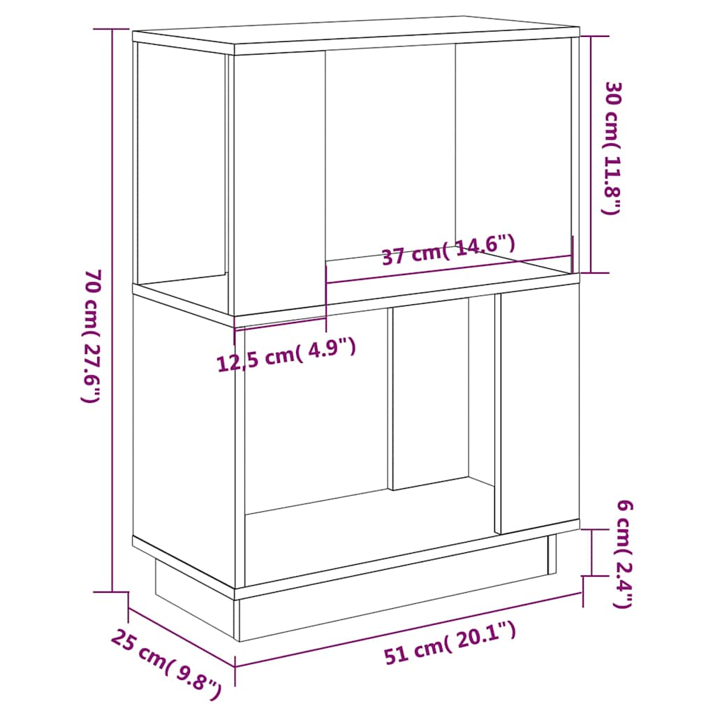 814029 vidaXL Book Cabinet/Room Divider 51x25x70 cm Solid Wood Pine