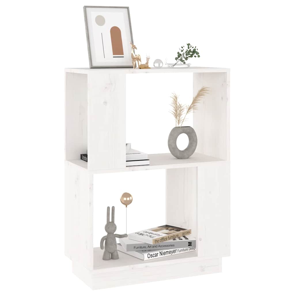 814030 vidaXL Book Cabinet/Room Divider White 51x25x70 cm Solid Wood Pine