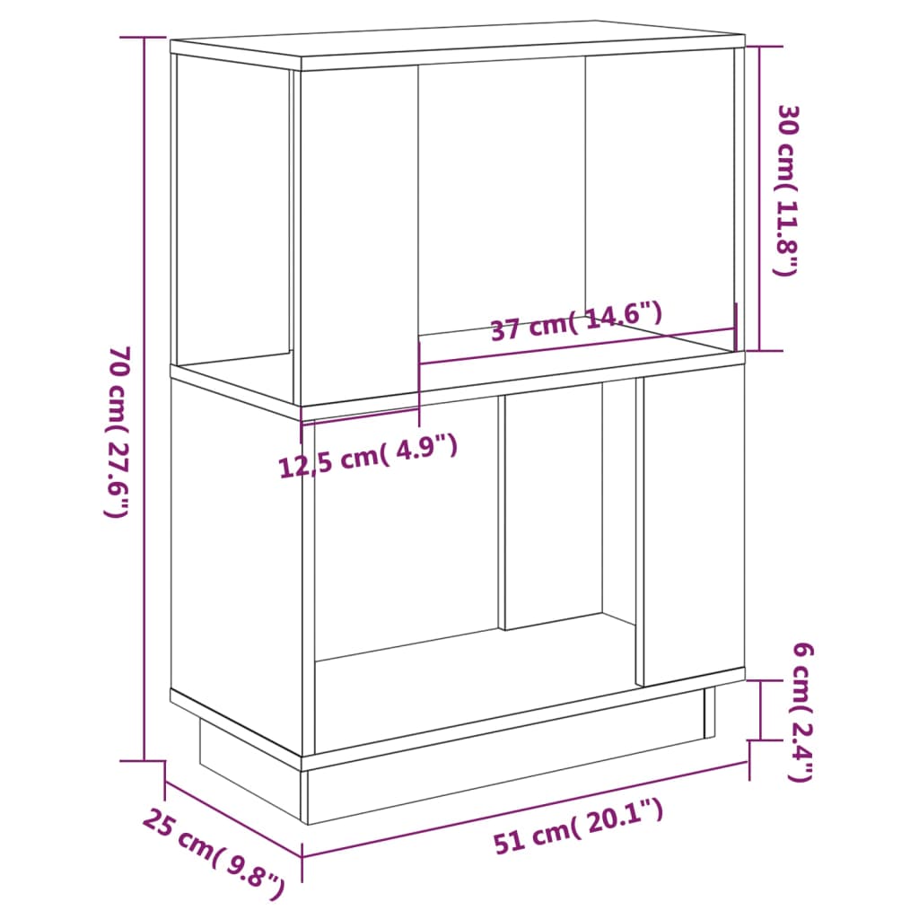 vidaXL Book Cabinet/Room Divider White 51x25x70 cm Solid Wood Pine