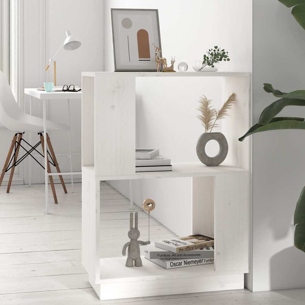 814030 vidaXL Book Cabinet/Room Divider White 51x25x70 cm Solid Wood Pine