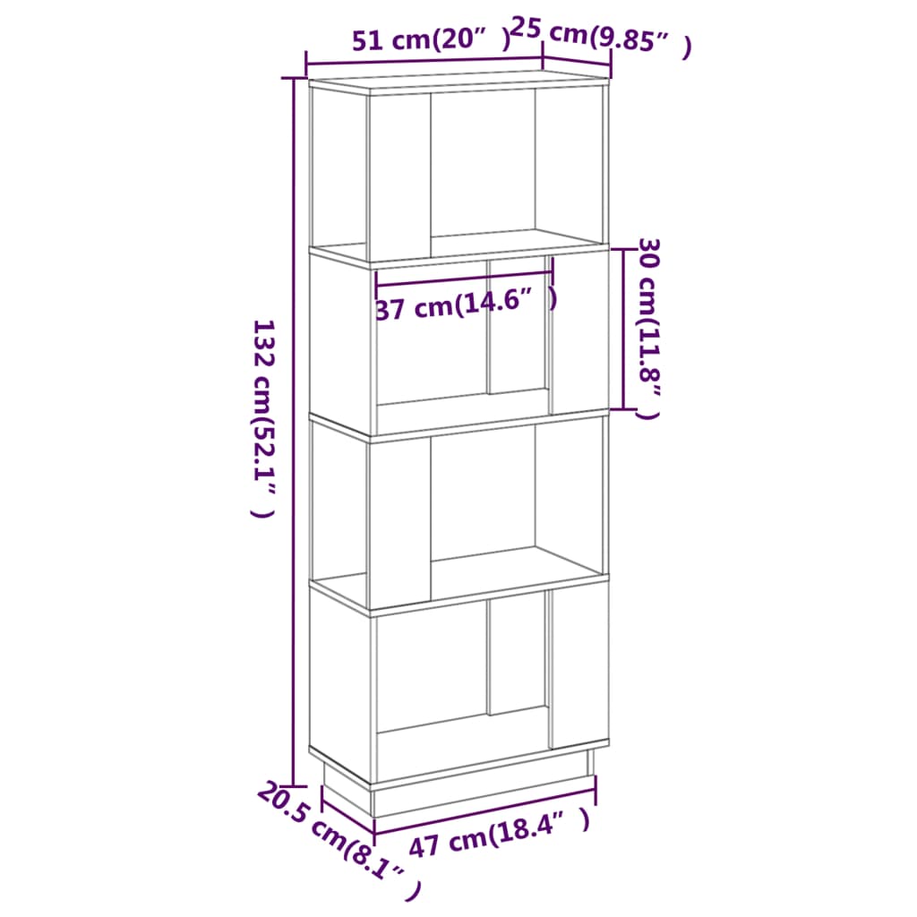 vidaXL Book Cabinet/Room Divider 51x25x132 cm Solid Wood Pine