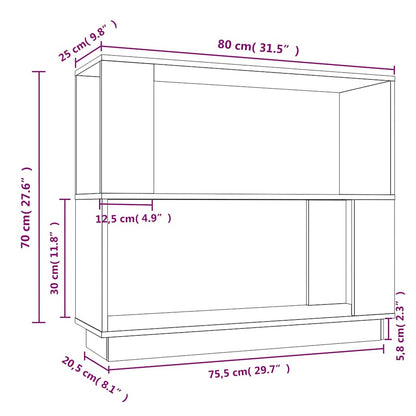 814050 vidaXL Book Cabinet/Room Divider White 80x25x70 cm Solid Wood Pine