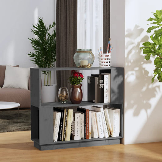 vidaXL Book Cabinet/Room Divider Grey 80x25x70 cm Solid Wood Pine