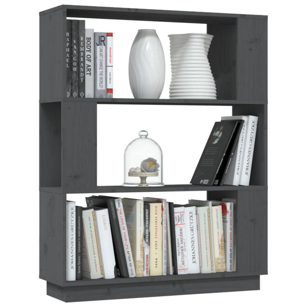 vidaXL Book Cabinet/Room Divider Grey 80x25x101 cm Solid Wood Pine