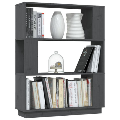 vidaXL Book Cabinet/Room Divider Grey 80x25x101 cm Solid Wood Pine