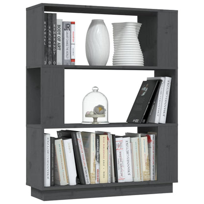 vidaXL Book Cabinet/Room Divider Grey 80x25x101 cm Solid Wood Pine