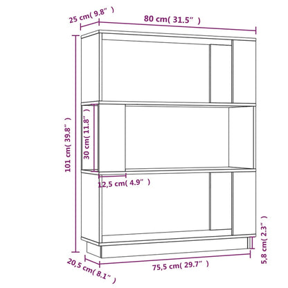 vidaXL Book Cabinet/Room Divider Grey 80x25x101 cm Solid Wood Pine