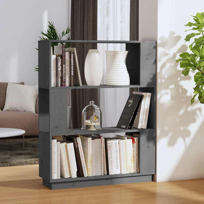 vidaXL Book Cabinet/Room Divider Grey 80x25x101 cm Solid Wood Pine