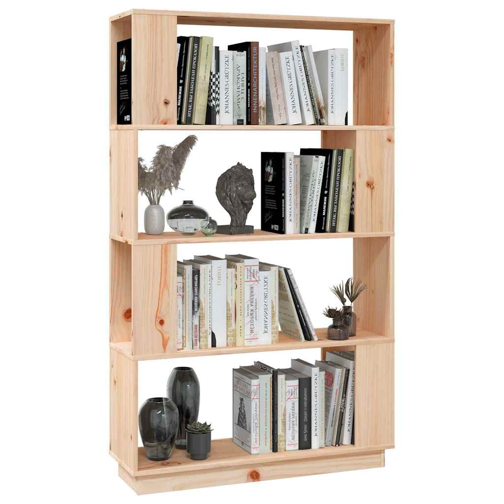vidaXL Book Cabinet | Natural wood | Solid pine wood | 80 x 25 x 132 cm