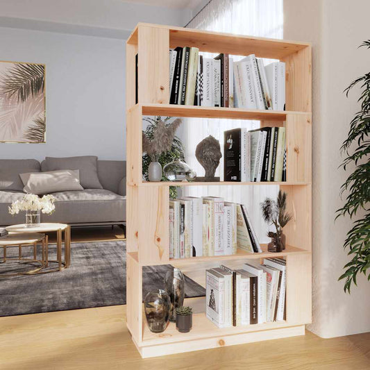 vidaXL Book Cabinet | Natural wood | Solid pine wood | 80 x 25 x 132 cm