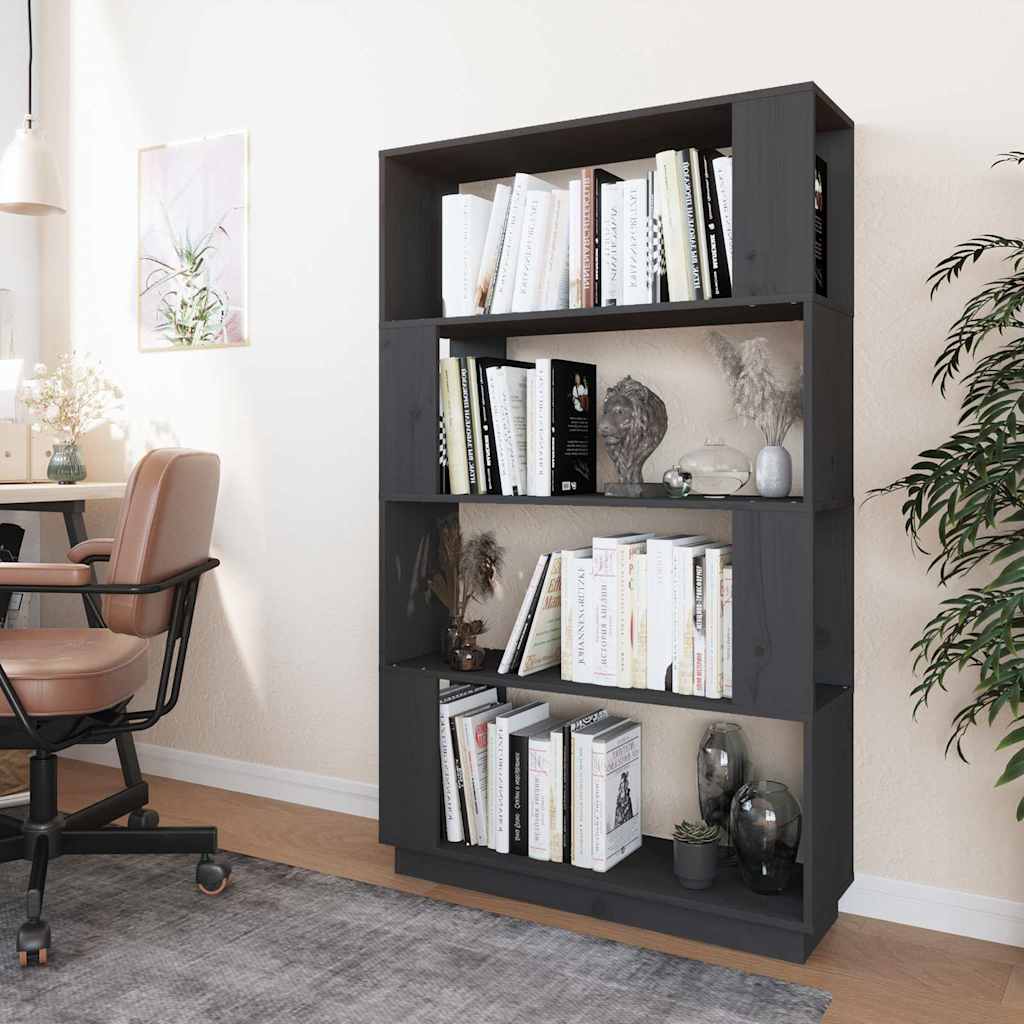 vidaXL Book Cabinet/Room Divider Grey 80x25x132 cm Solid Wood Pine