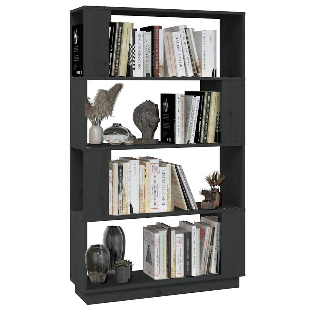 vidaXL Book Cabinet/Room Divider Grey 80x25x132 cm Solid Wood Pine