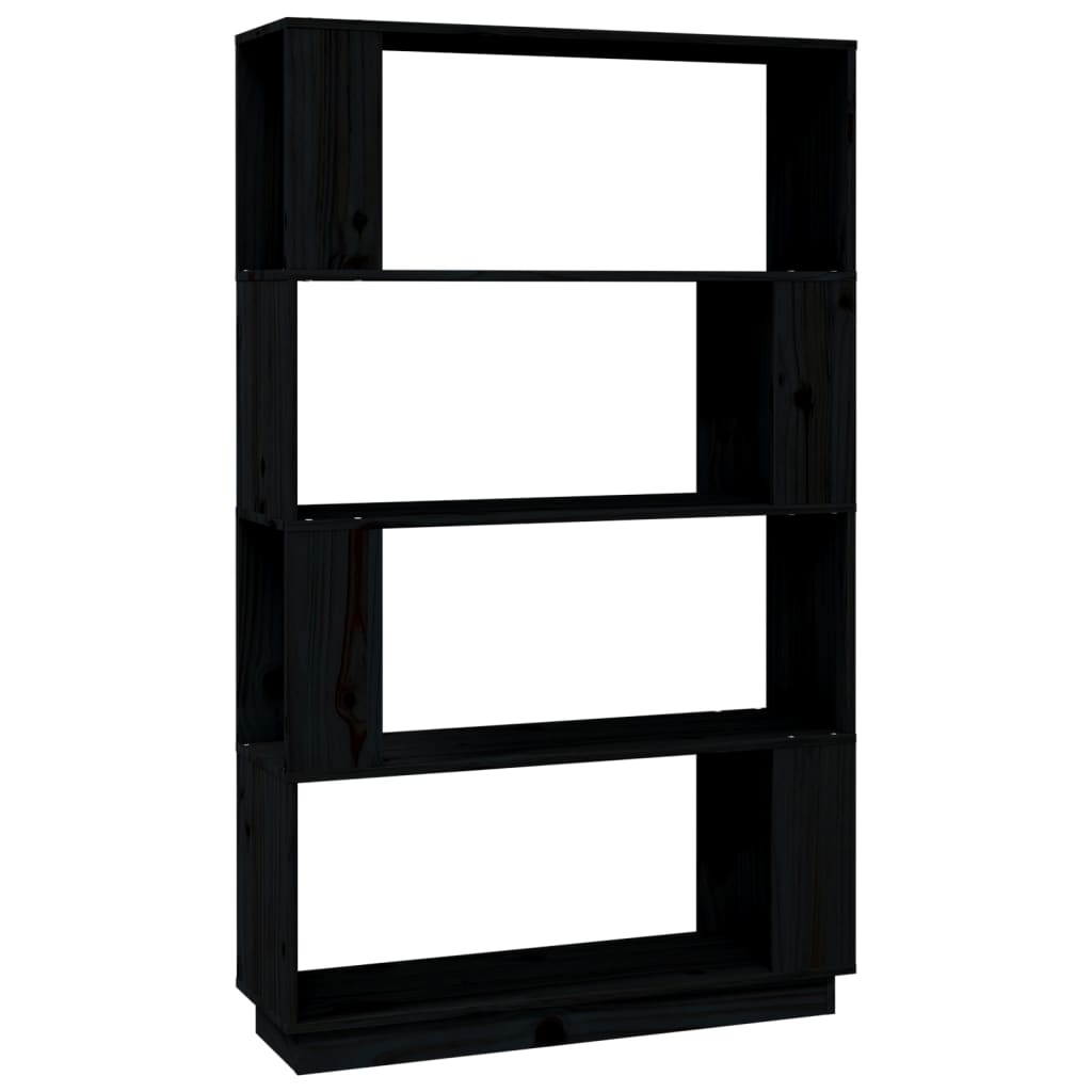 vidaXL Book Cabinet/Room Divider Black 80x25x132 cm Solid Wood Pine