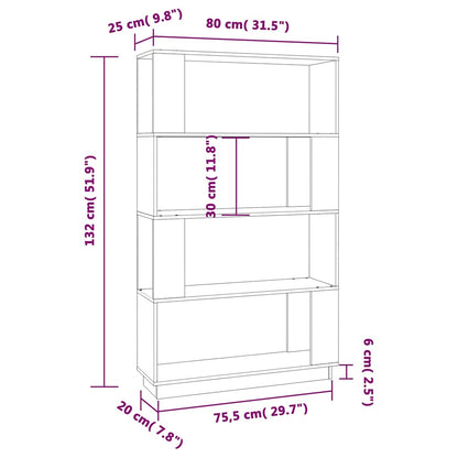 vidaXL Book Cabinet/Room Divider Black 80x25x132 cm Solid Wood Pine
