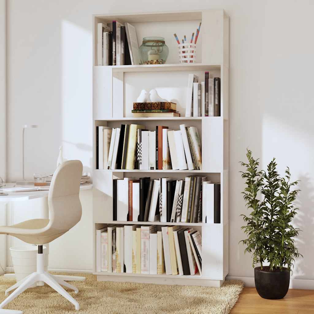 vidaXL Book Cabinet/Room Divider White 80x25x163.5 cm Solid Wood Pine