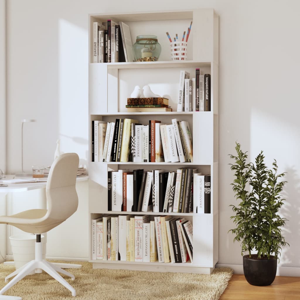 vidaXL Book Cabinet/Room Divider White 80x25x163.5 cm Solid Wood Pine