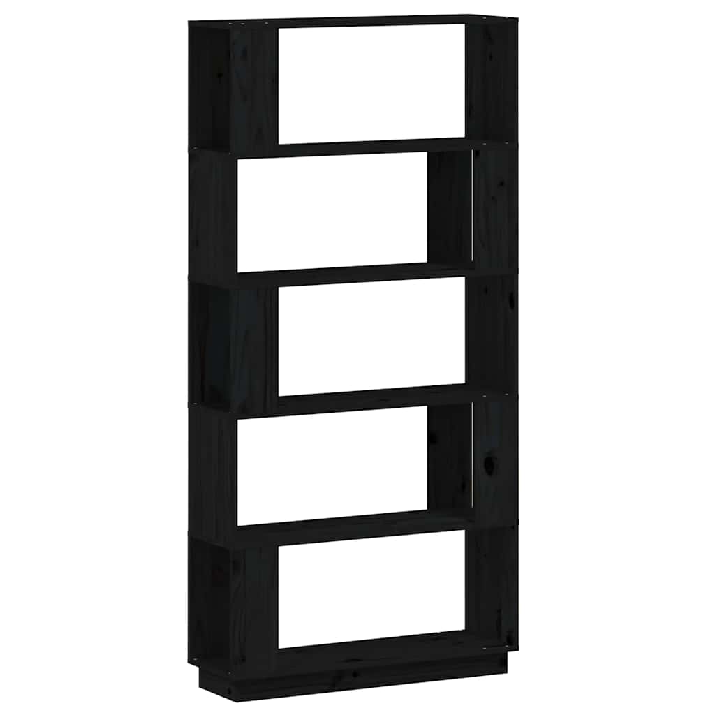 vidaXL Book Cabinet/Room Divider Black 80x25x163,5 cm Solid Wood Pine