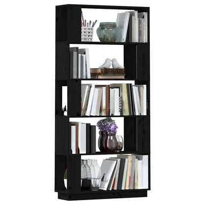 vidaXL Book Cabinet/Room Divider Black 80x25x163,5 cm Solid Wood Pine