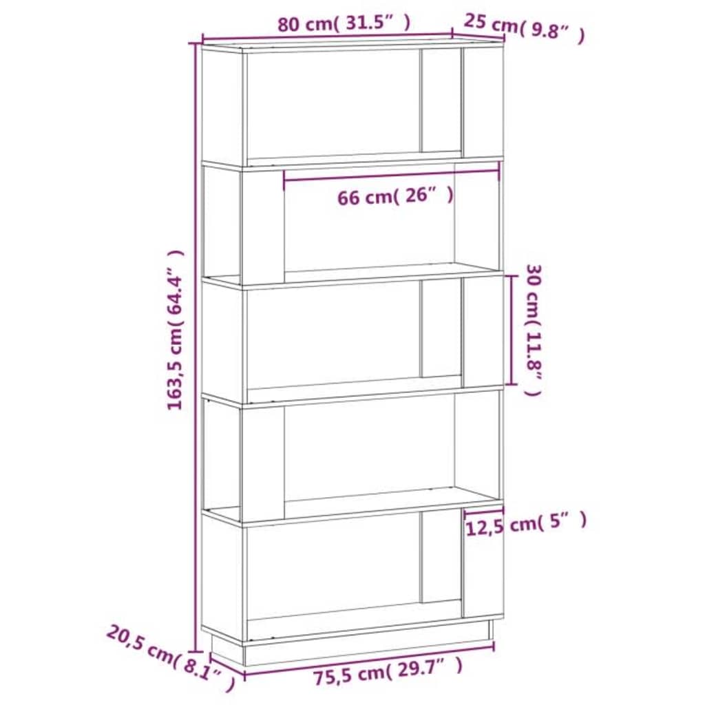 vidaXL Book Cabinet/Room Divider Black 80x25x163,5 cm Solid Wood Pine