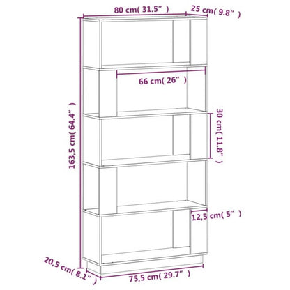 vidaXL Book Cabinet/Room Divider Black 80x25x163,5 cm Solid Wood Pine
