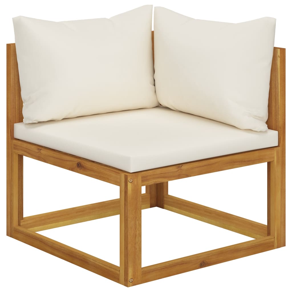 vidaXL Garden Sofa | Cream | Solid Acacia wood, Polyester | 4-seater | Modular