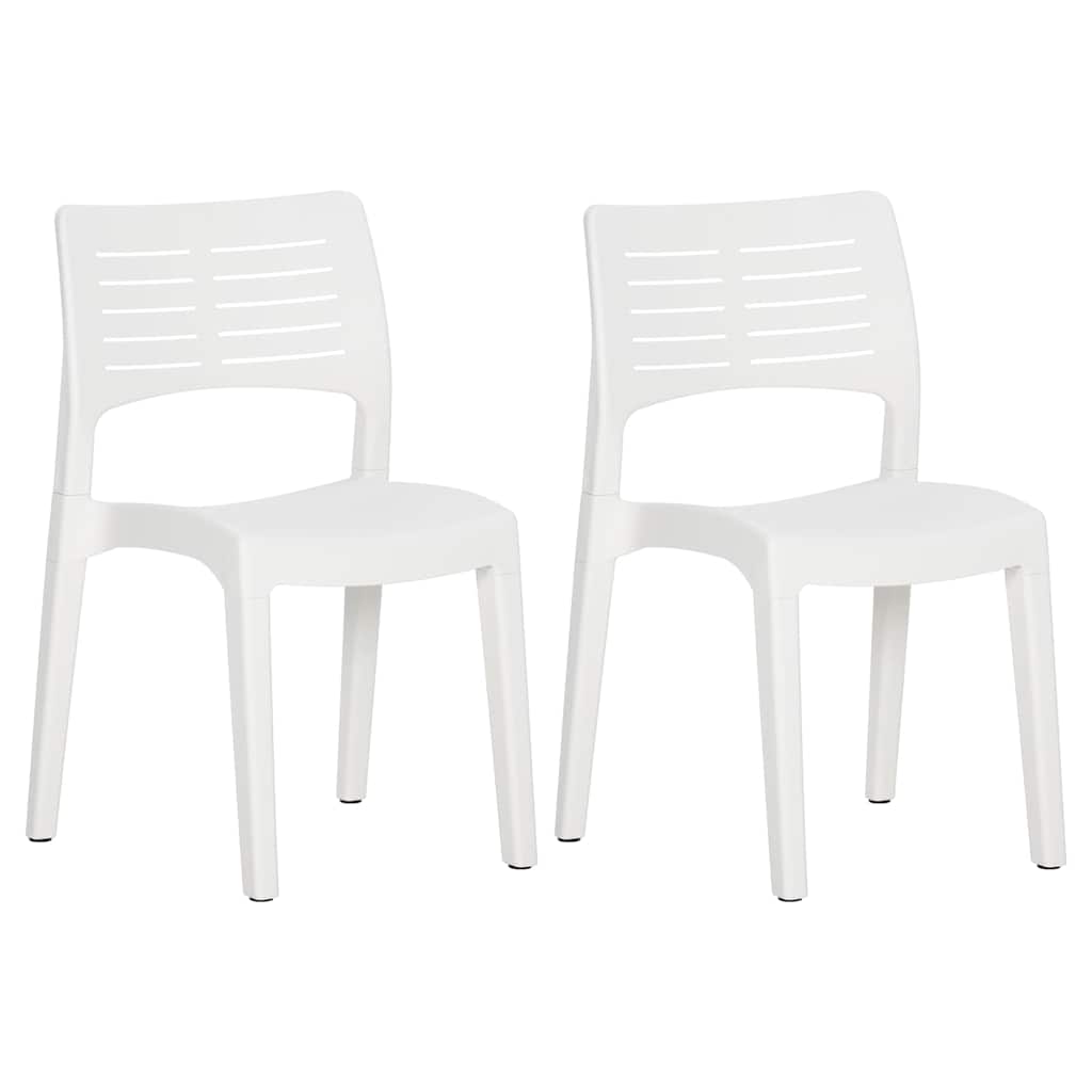 vidaXL Garden Chairs 2 pcs White Polypropylene